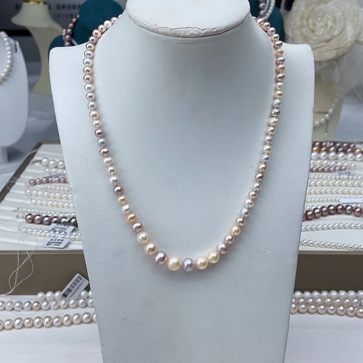 淡水珍珠颈饰未镶嵌糖果色塔链子