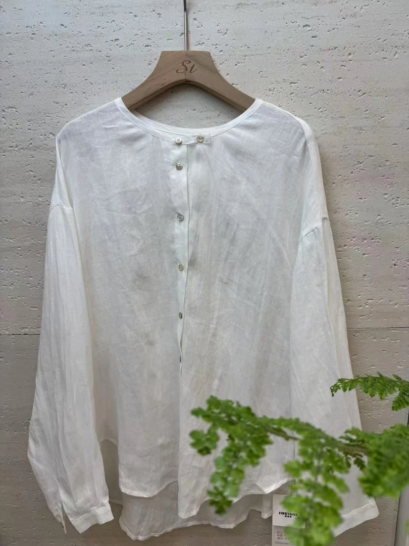 【圣一家】25年新款单排扣圆领上衣时尚休闲极简风
