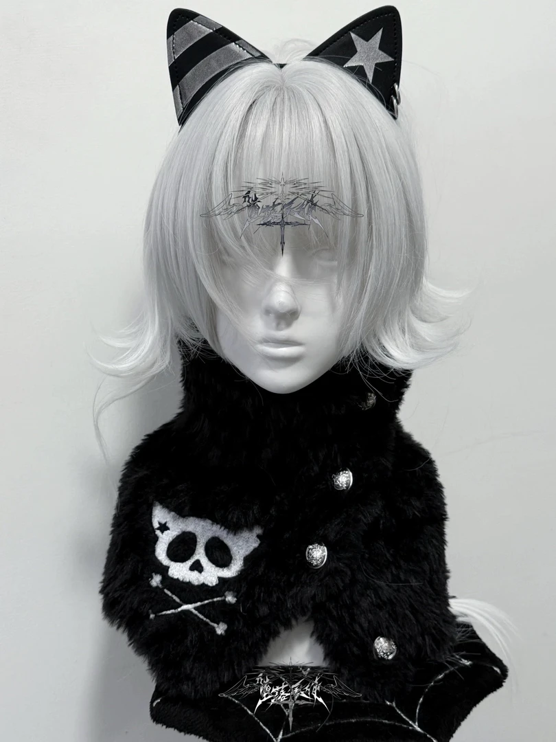 堕落天使|原创亚文化朋克暗黑可爱骷髅头毛绒围巾围脖百搭保暖