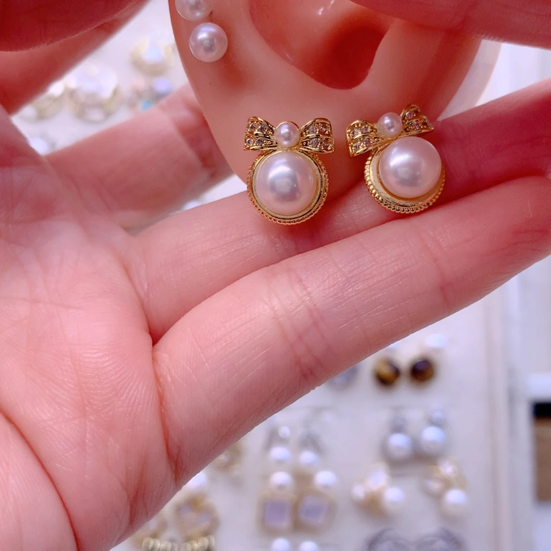 合金淡水珍珠耳饰