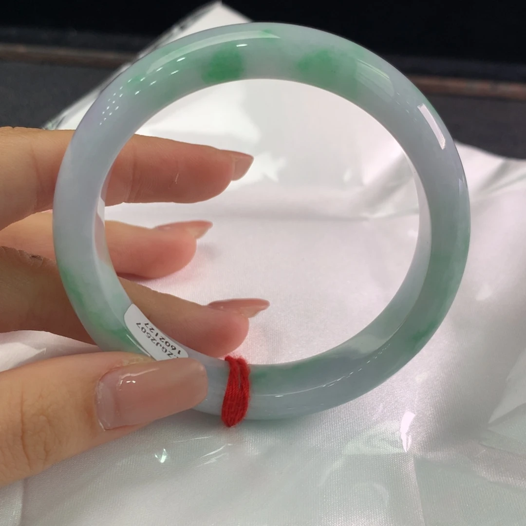 翡翠未镶嵌手镯缅甸A货翡翠春彩阳绿57 58