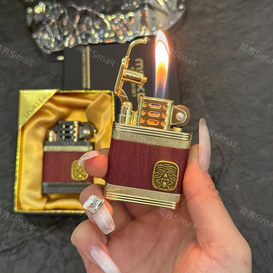 （简界品牌正品原创）扎基拉姆轻奢皮纹老式复古充气砂轮明火打火机