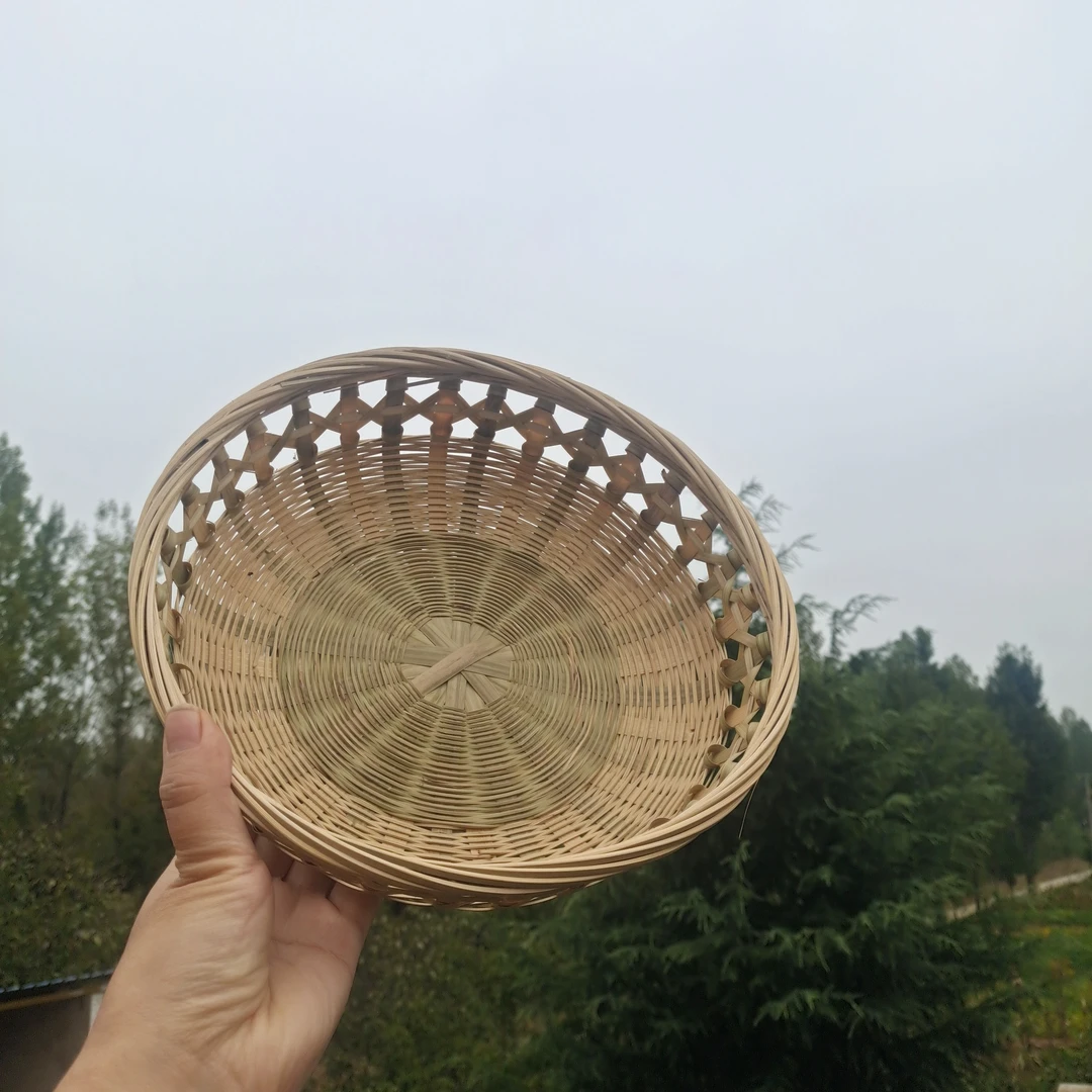 花边平底竹编篮水果篮馒头筐竹篮竹筐竹编筐收纳筐