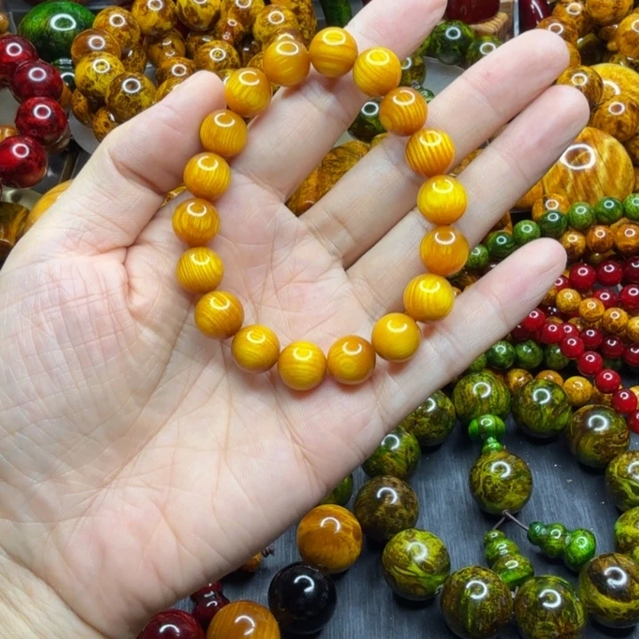 松木琥珀木文玩手串