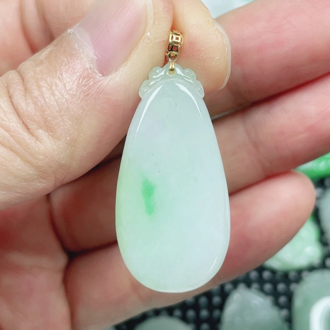 翡翠18K金镶嵌吊坠(不含链)