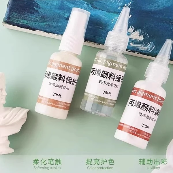 丙烯调和液保护剂缓干剂数字油画专业媒介剂增加光泽数字油画笔