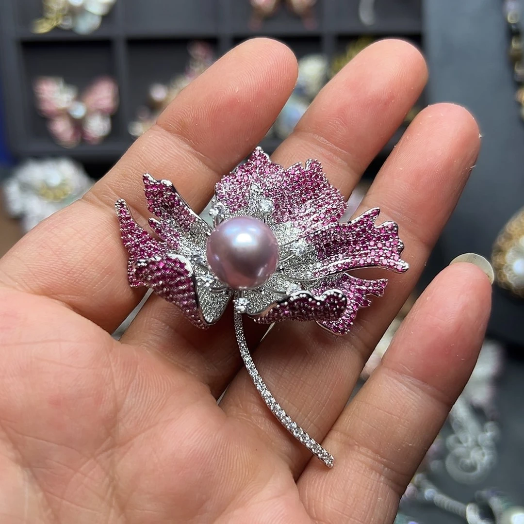 胸针合金淡水珍珠