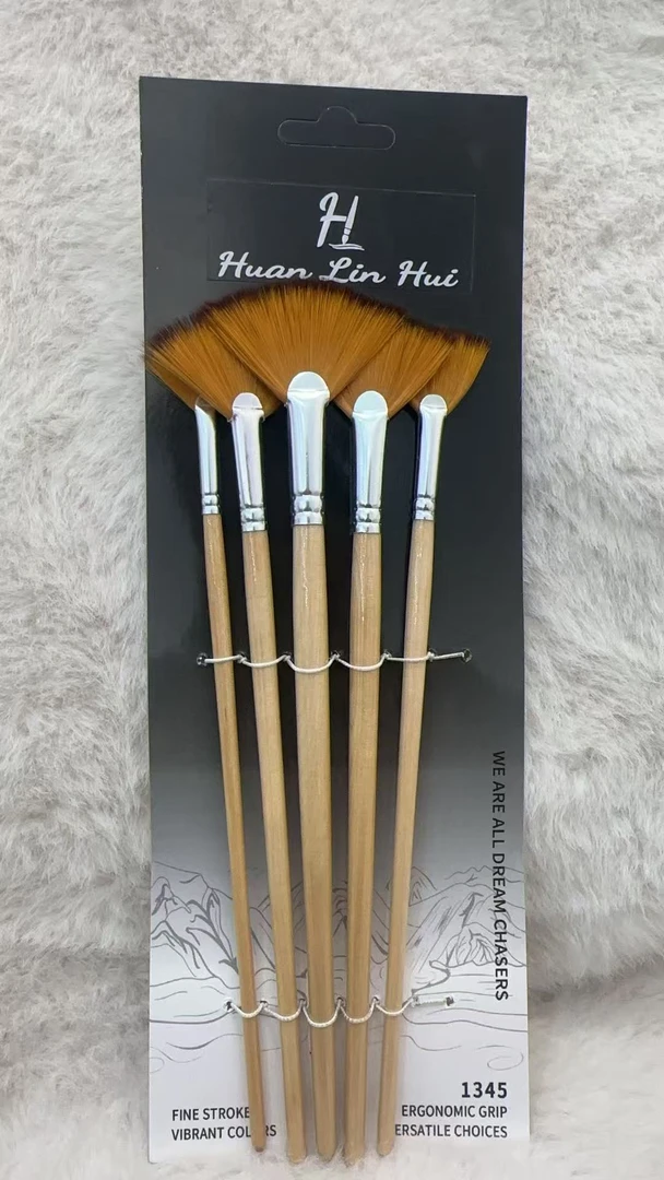 出口韩国5支扇形木杆画笔
