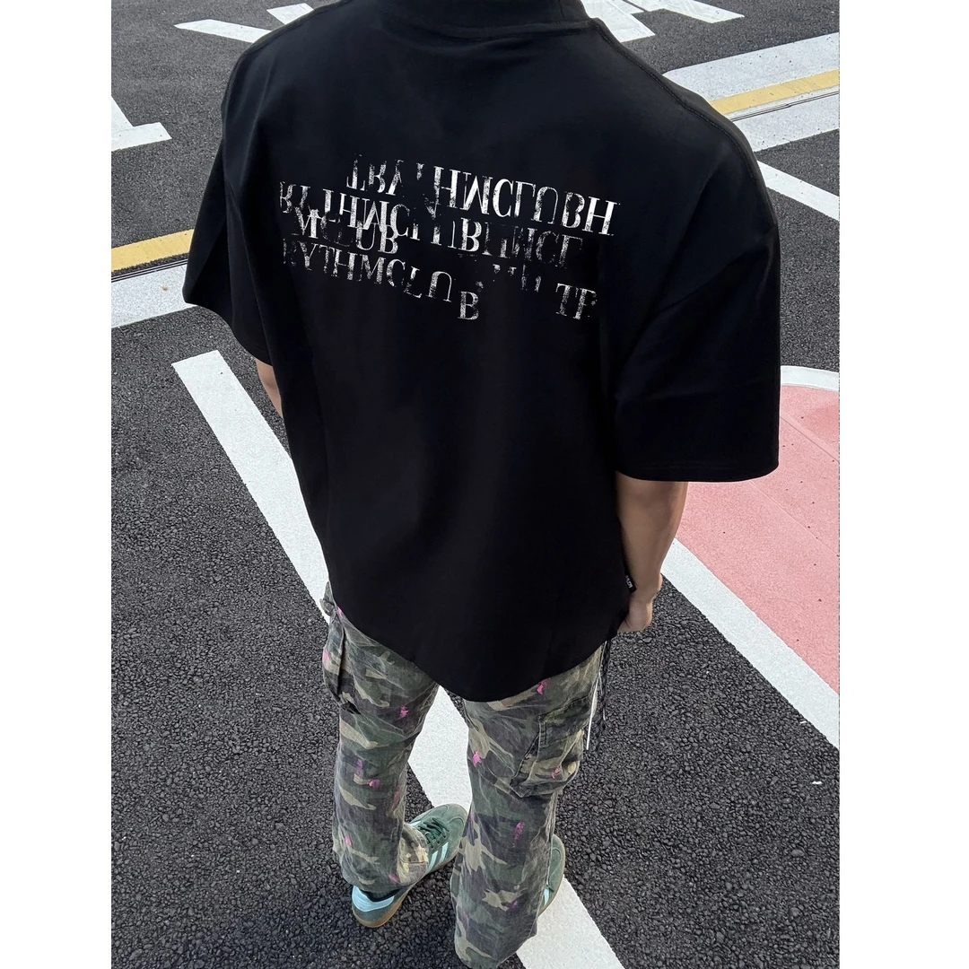 320g双纱国潮街头潮牌短袖男重磅纯棉宽松美式复古t恤潮流个性