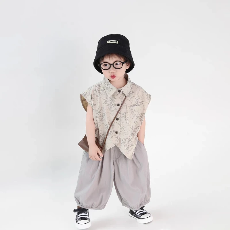 男童防蚊裤套装灯笼裤子2025夏季薄款九分裤男女男宝宝夏季套装