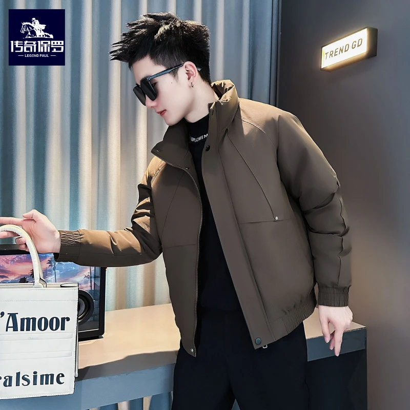 传奇保罗传奇保罗冬季潮牌服男潮流休闲结构拼接棉袄子新款男士冬