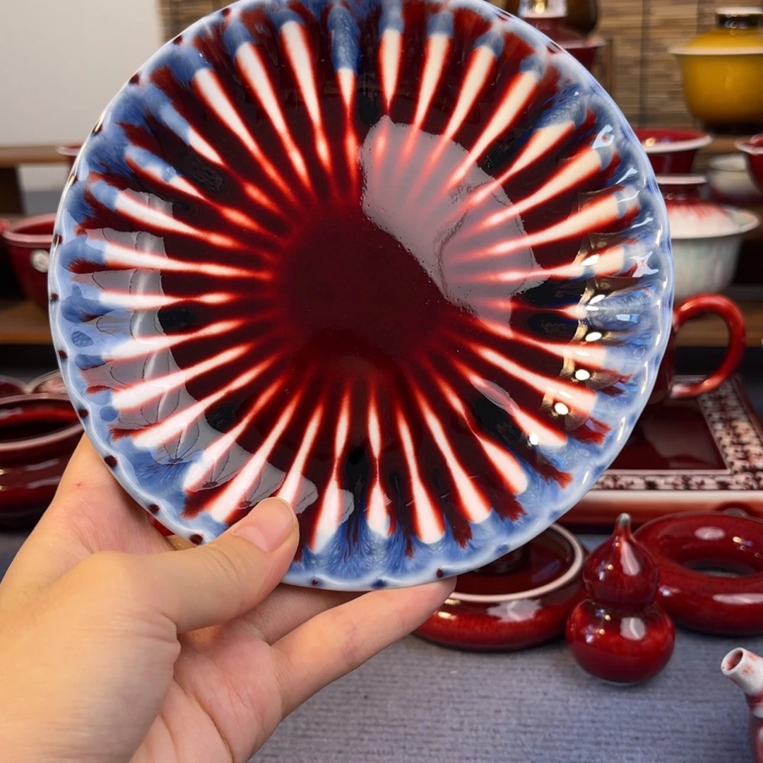 花釉 菊瓣壶承。