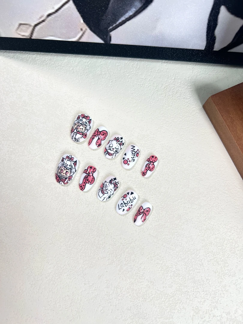 SaSaNail『玛丽猫拉布布』纯手绘可爱显白高级感女神高定手工穿戴甲