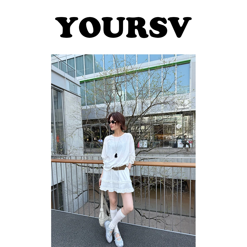 【YOURSV】「纯色套装」夏季时尚韩版木耳边套装裙设计师纯色气质套装