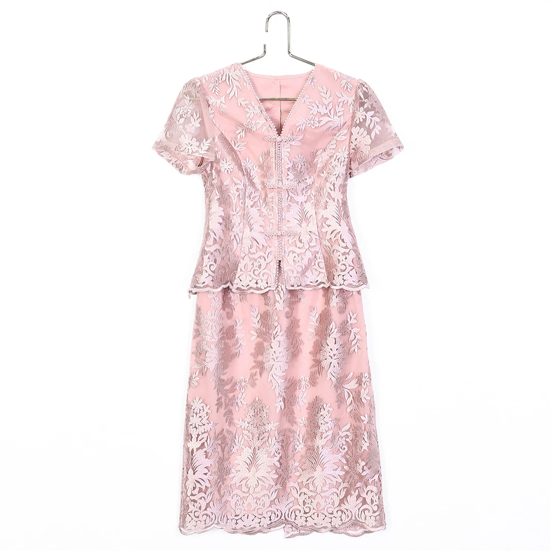 夏款气质修身新中式国风套装 小衫+半身裙两件套