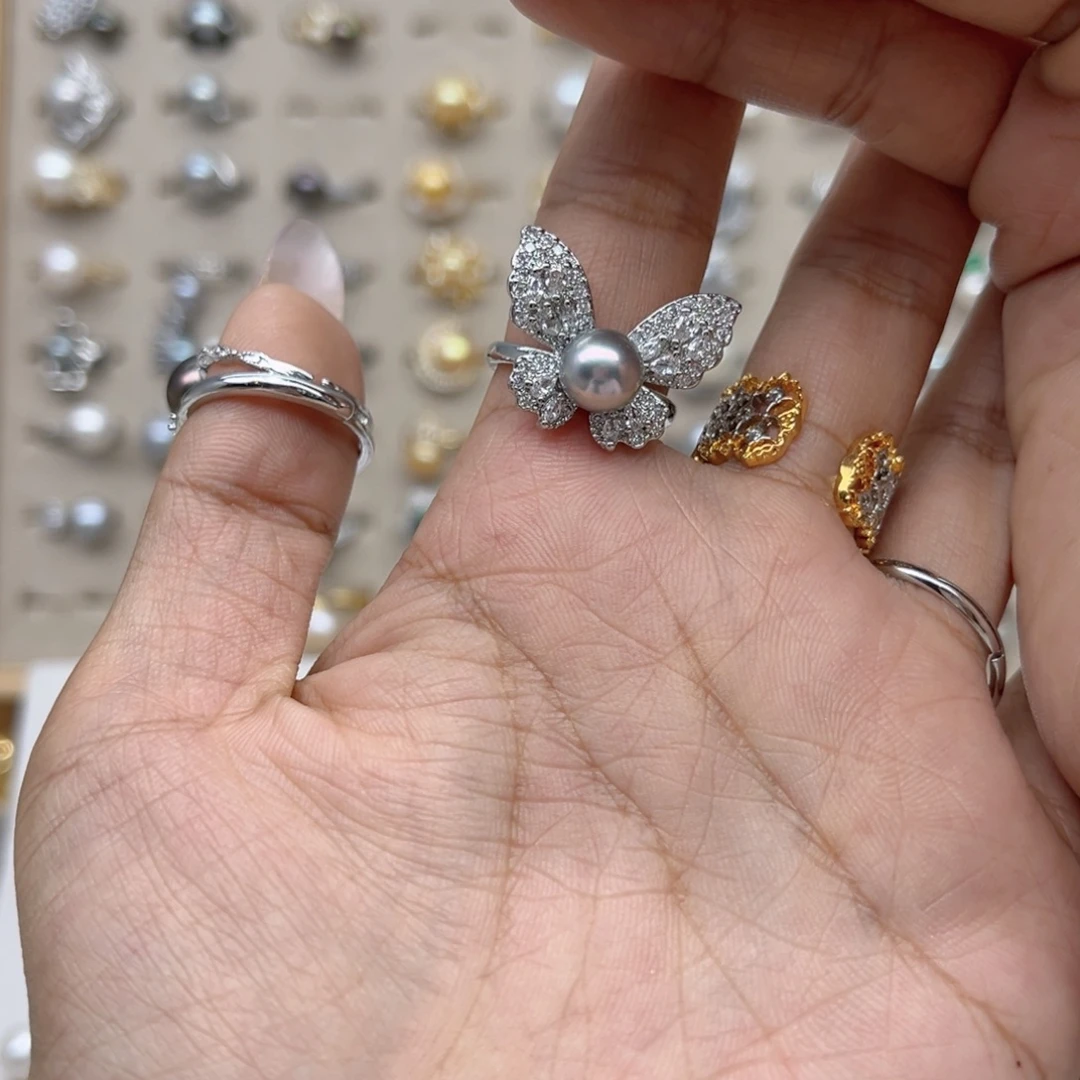 紫***藤戒指合金淡水珍珠