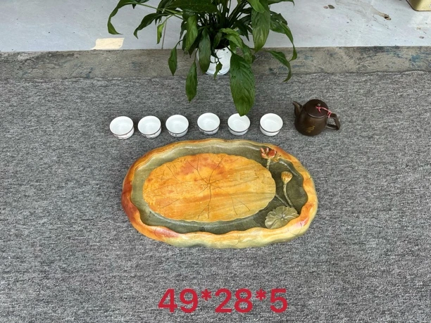 肇庆端砚石茶盘石头绿端紫端宋坑天然原石手工雕刻高档茶海砚台
