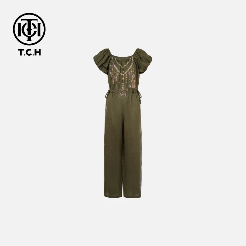 TCH烫钻工艺新时尚淑女百搭新潮流连体裤T75B20E5162轻奢tch宽松