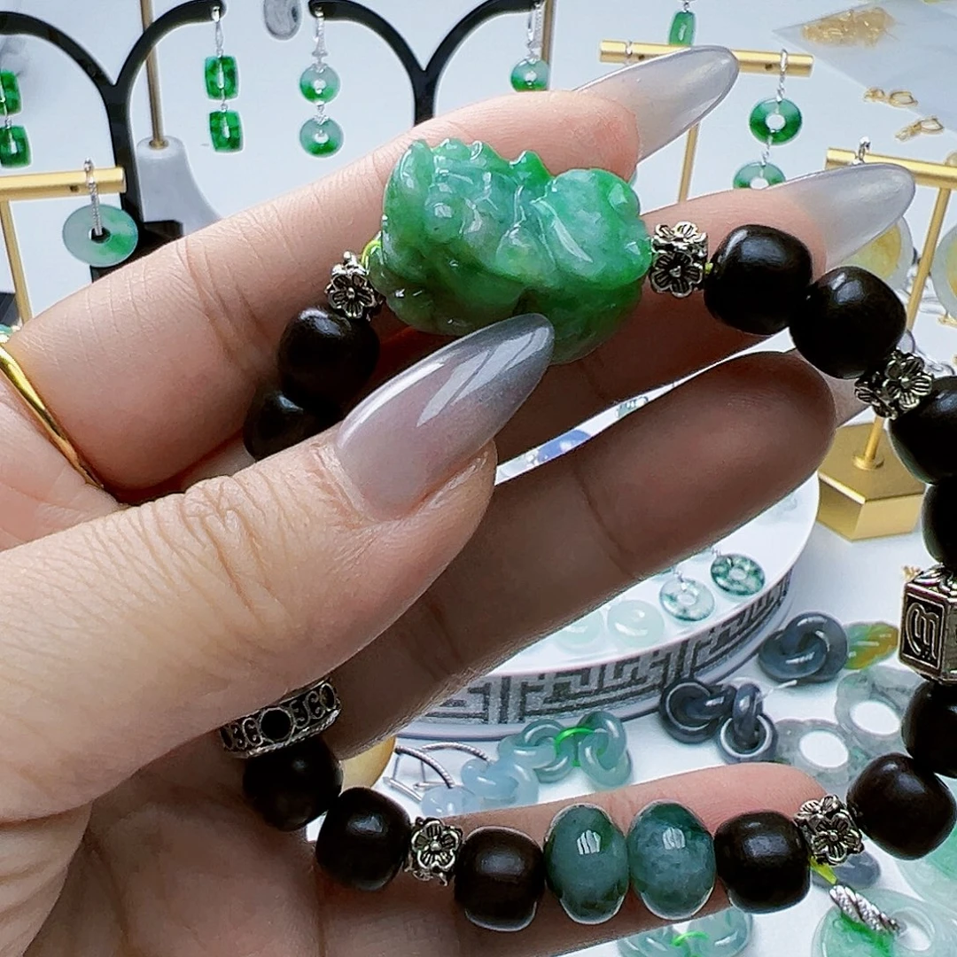 翡翠未镶嵌耳饰天然缅甸A货翡翠手链