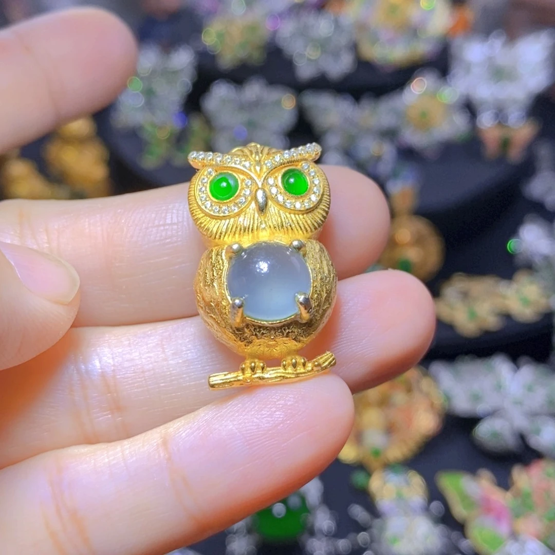 翡翠银S925镶嵌套链天然翡翠