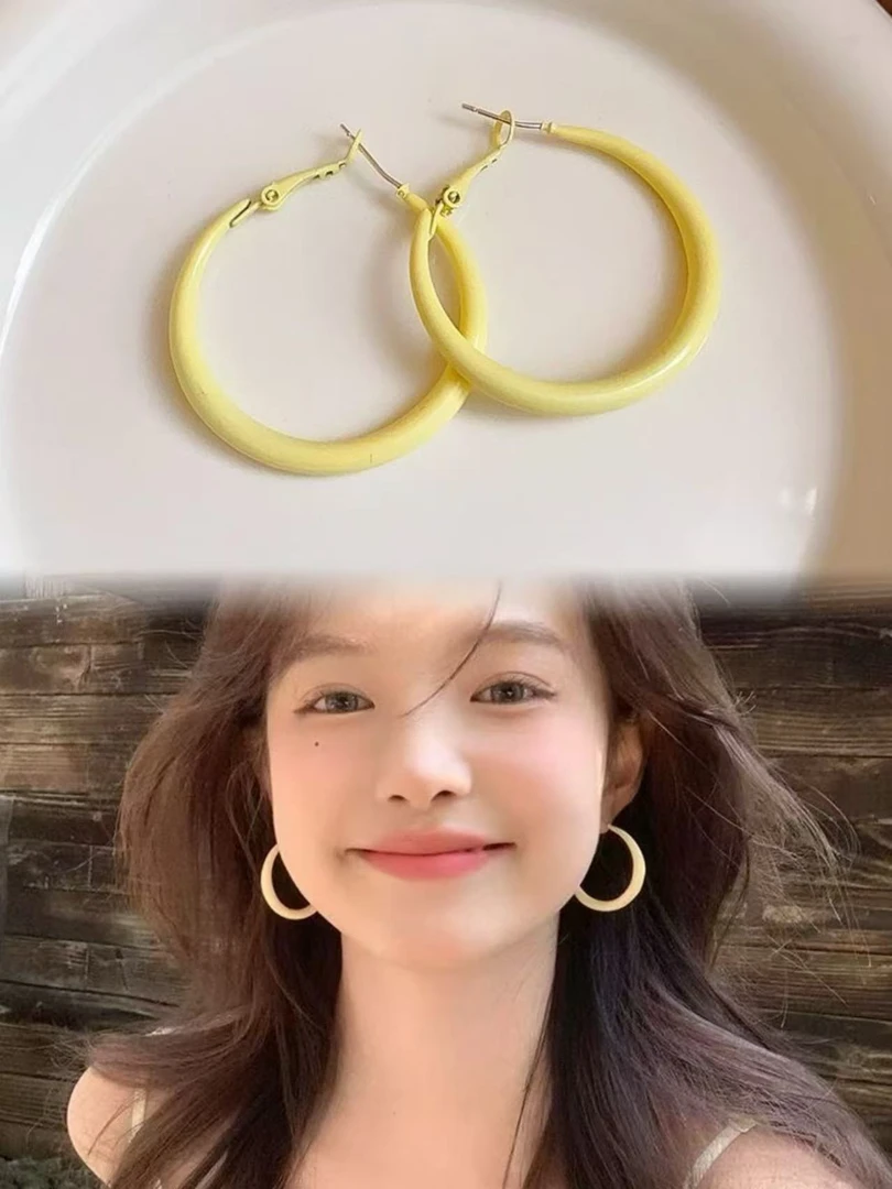 铜合金耳饰 夏日调~多巴胺色素圈耳环森系小清新ins风耳饰 S92