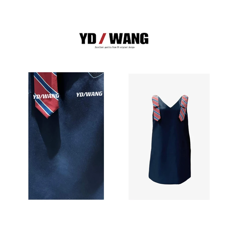 【YD精选】双肩领带条纹连衣裙   时尚休闲气质女士修身连衣裙