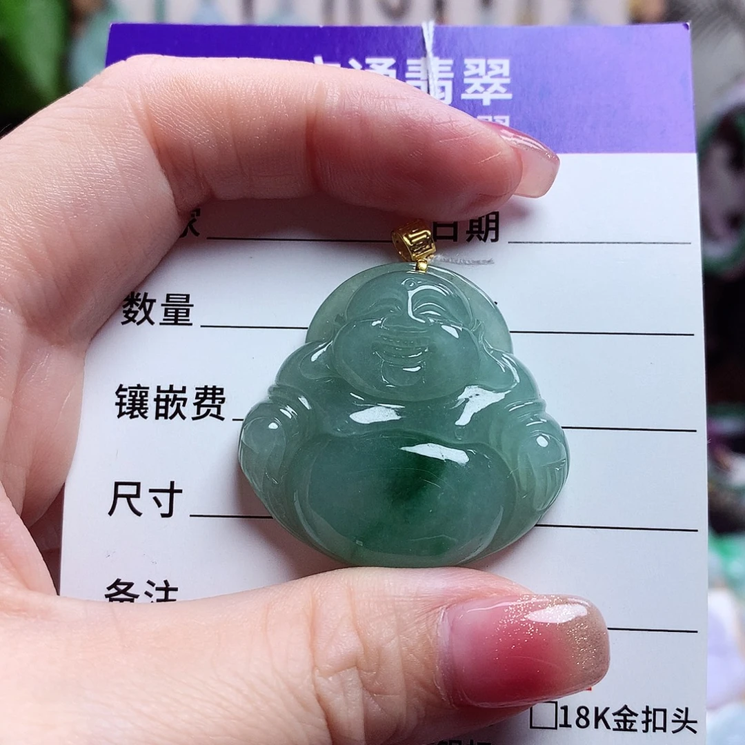 颈饰18K金镶嵌翡翠佛公37