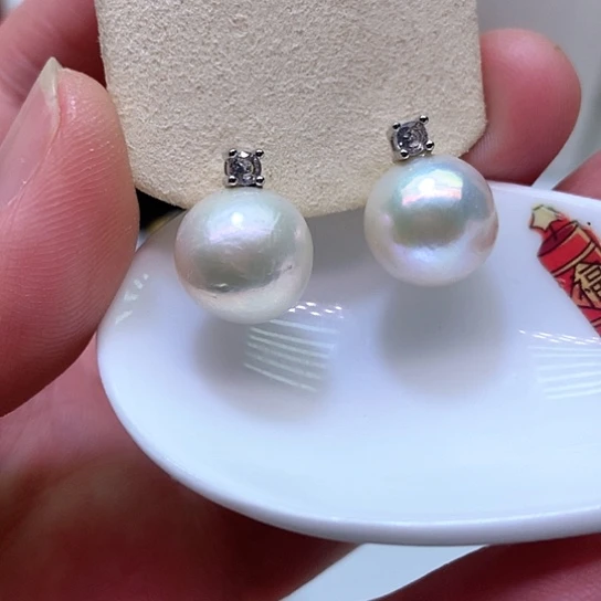 淡水珍珠耳饰银S925镶嵌