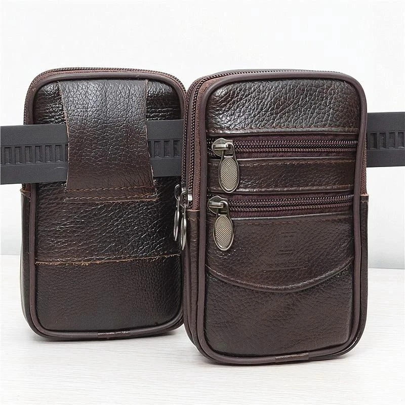 裤腰带真皮钱包手机包老年人装手机的腰包爷爷爸爸用穿皮带