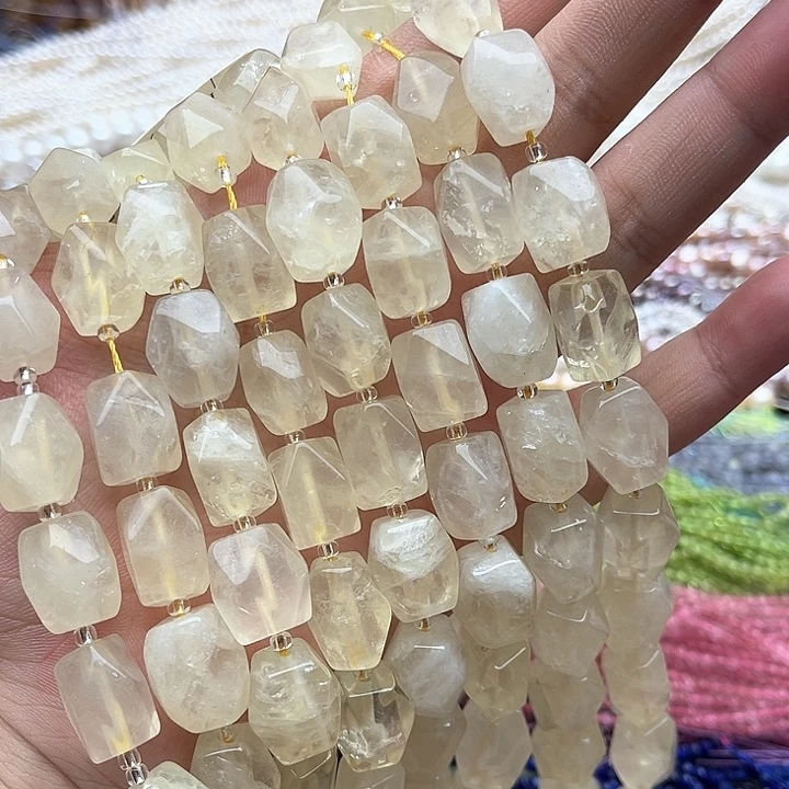 未镶嵌玛瑙/玉髓珠宝半成品一条10/14mm左右柠檬阿塞切面