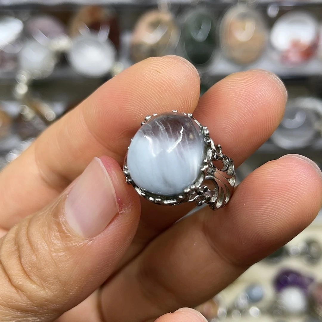 【闪购商品】银S925镶嵌珠宝半成品水晶戒指