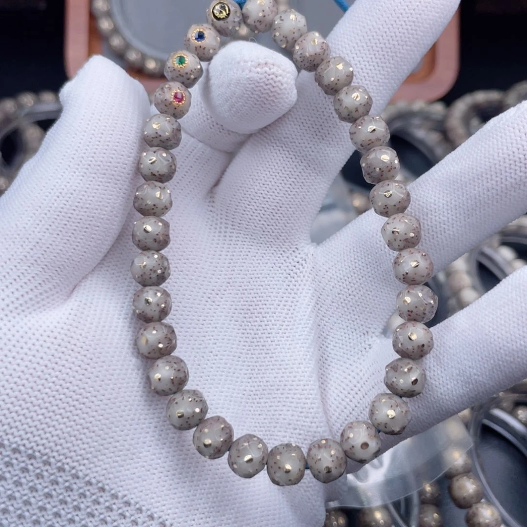 手串星月菩提石玉料奶奶灰冰糖手工无相手持8mm