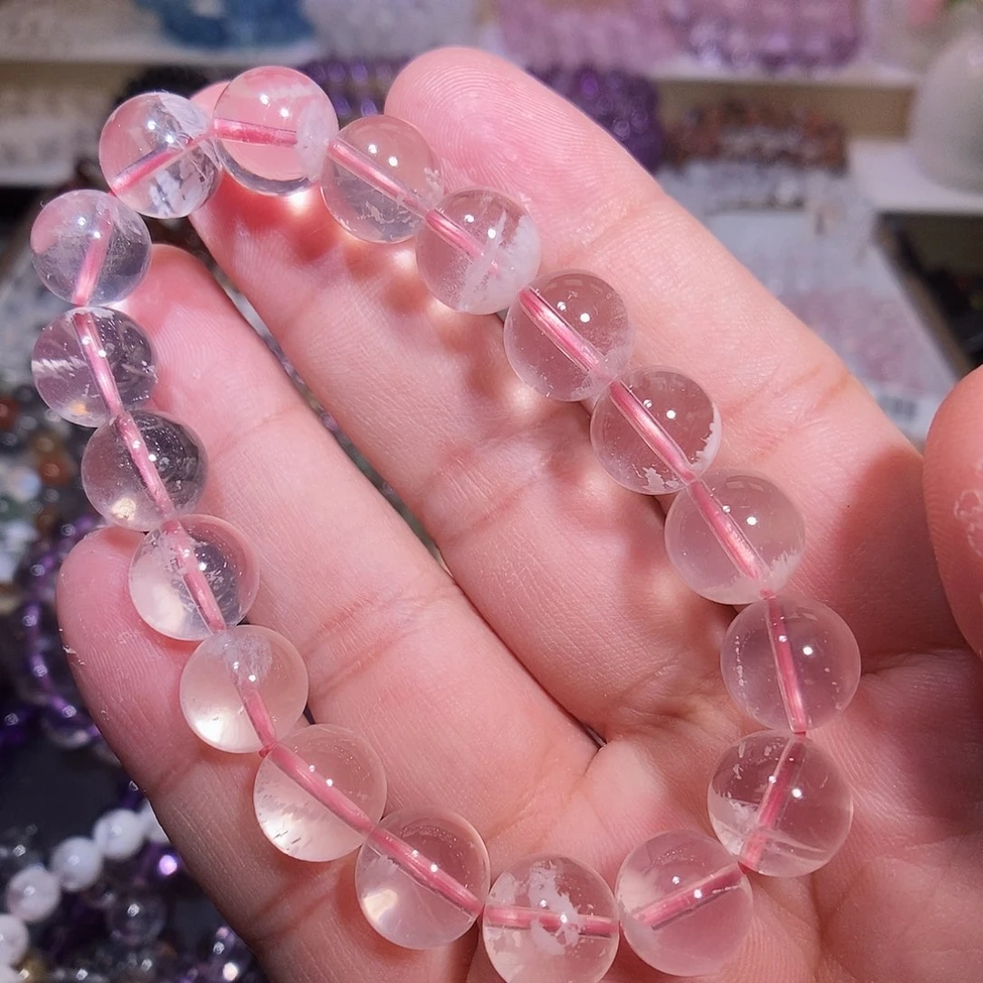 水晶手链未镶嵌粉雪花11.5mm