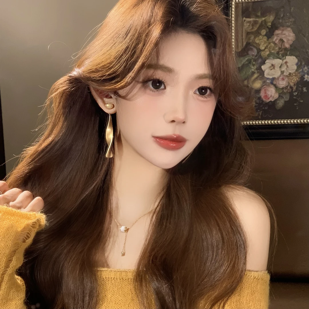 FULL GIRLISH耳环00560欧美金色长款法式轻奢耳环