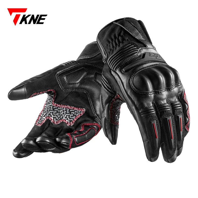 TKNE手套KP5摩托车骑行手套夏季透气复古机车防摔骑行装备真皮男