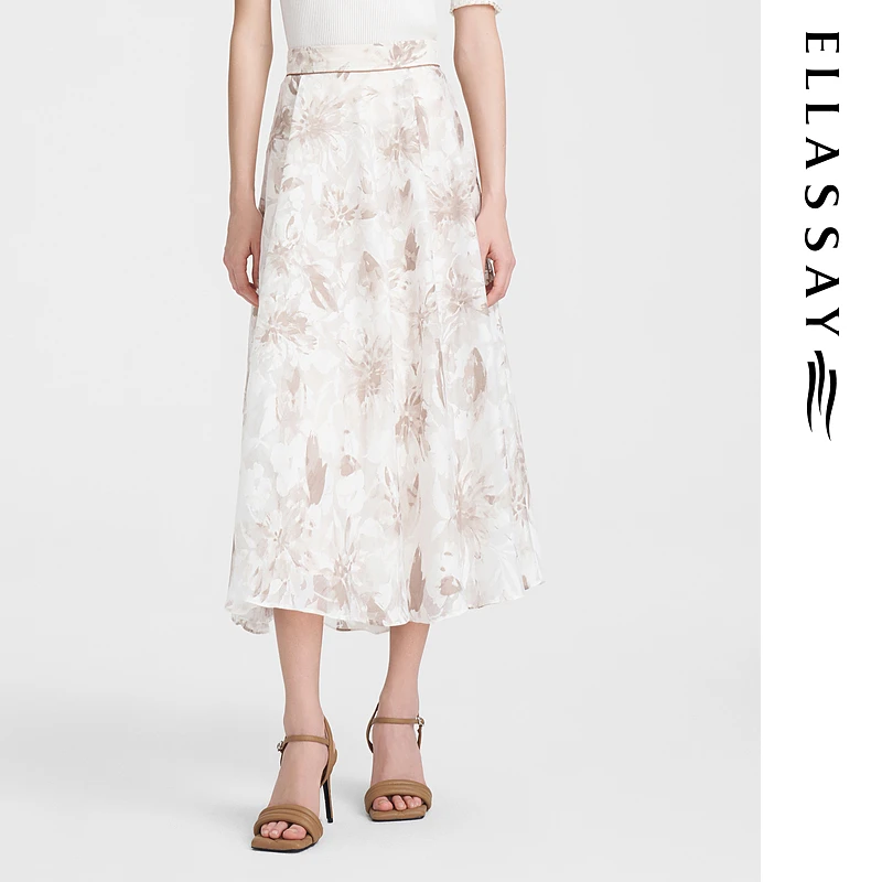 ELLASSAY歌力思夏季新款法式浪漫高腰印花半裙女EWE352Q00900