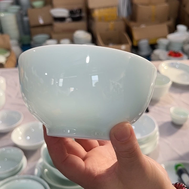 瓷片青瓷玉泥五英寸罗汉米饭碗六个，包邮