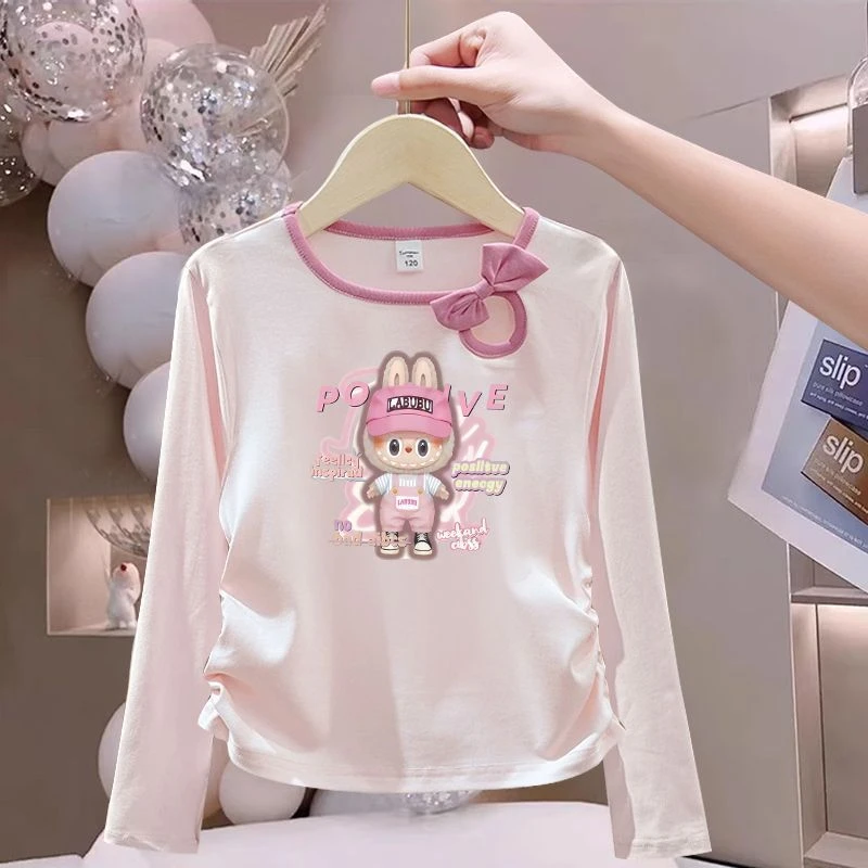 2025新款儿童拉布布女童长袖t恤春秋纯棉打底衫圆领女孩内搭上衣