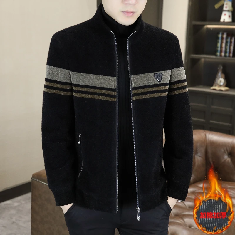 欧米朵毛呢大衣男短款2024冬季加厚休闲外套青年修身立领夹克高端
