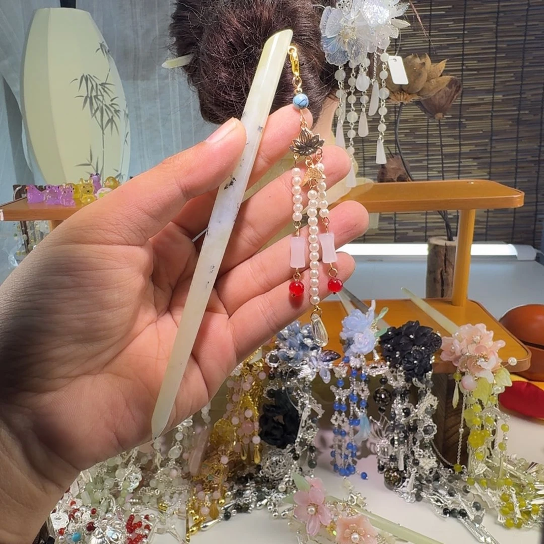 蛇纹石玉合金发饰