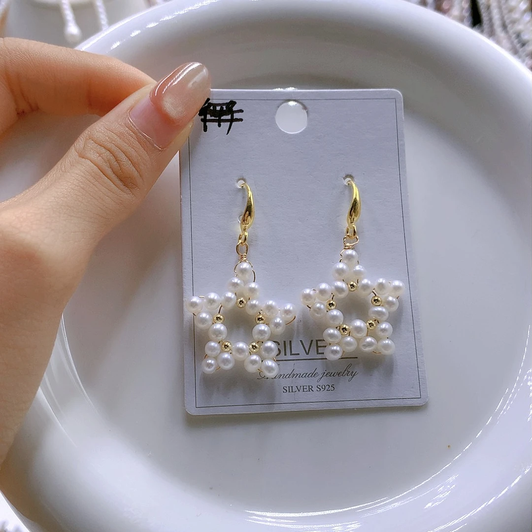 银S925镶嵌耳饰淡水珍珠