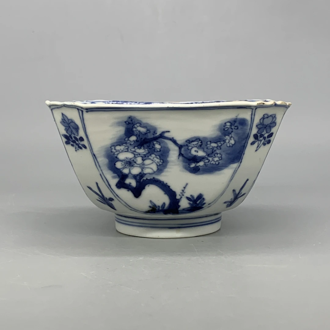 52508045*清康熙青花松竹梅四方倭角碗/瓷器四/江苏省文物总店/J