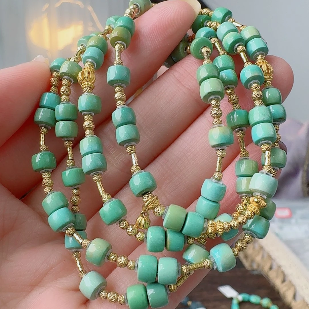 绿松石18K金镶嵌珠宝奇石