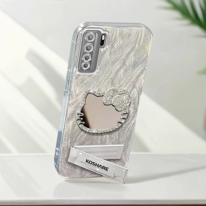 自带镜头膜华为Nova7SE手机壳CDY-AN00镶钻kt猫镜子nova7se软壳羽