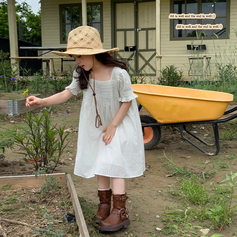 SKC2541女大童韩版甜美连衣裙夏装新款儿童泡泡袖森系公主裙潮