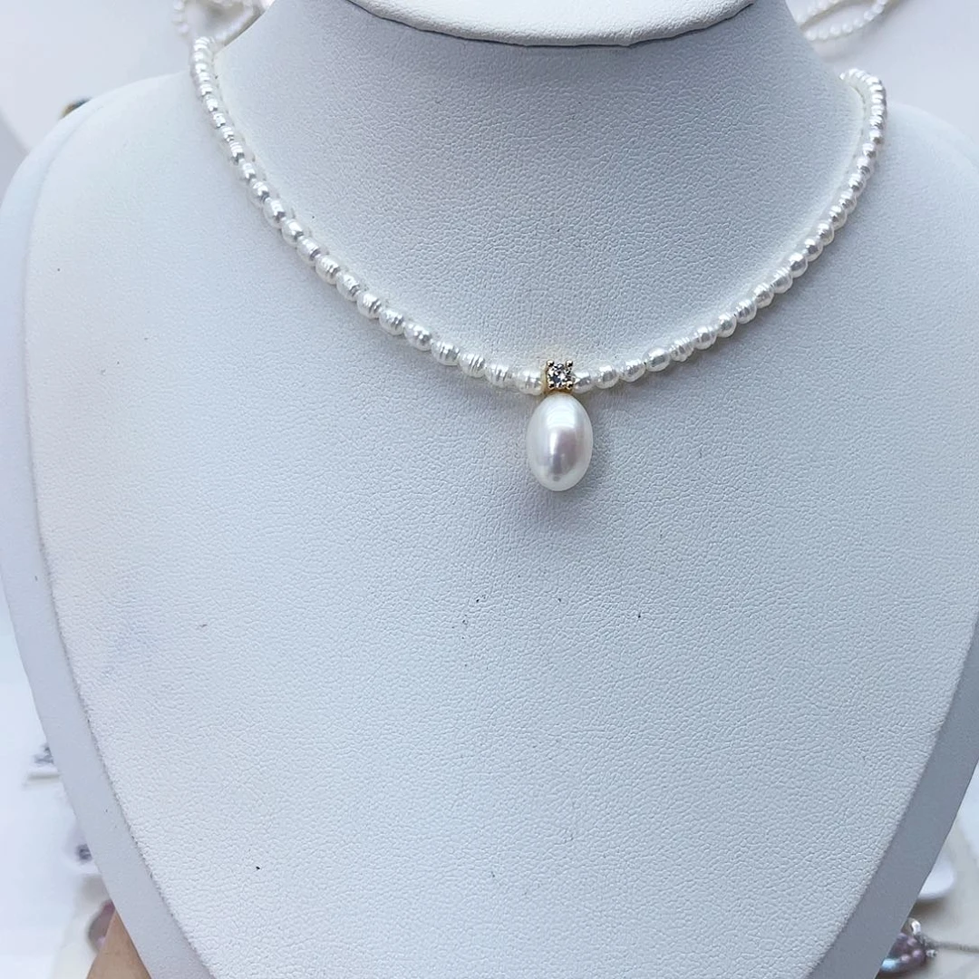 颈饰银S925镶嵌淡水珍珠