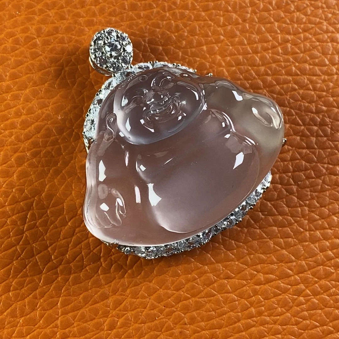 石英质玉银S925镀金镶嵌颈饰