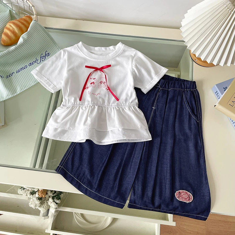 【现货】XT259533夏季新款儿童套装女童T恤裤子两件套女宝夏款女孩