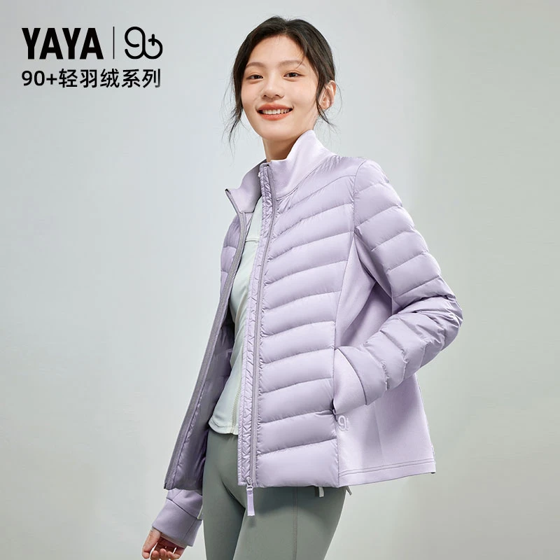 YAYA/鸭鸭新款轻薄羽绒服女短款简约时尚冬季出勤鹅绒立领外套