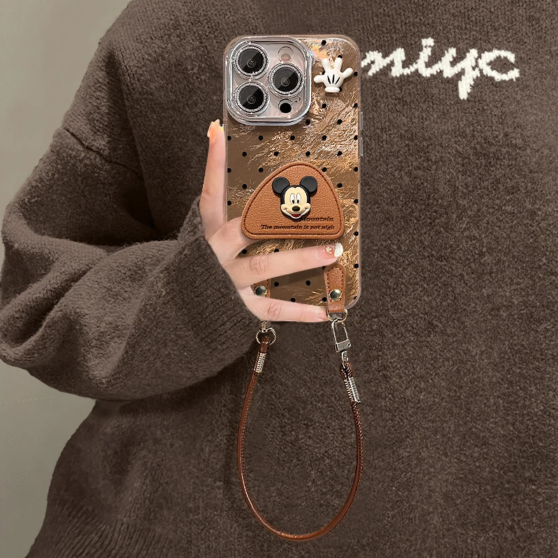 波点米奇适用苹果15华为vivo/oppo小米iPhone16精孔冰川纹手机壳